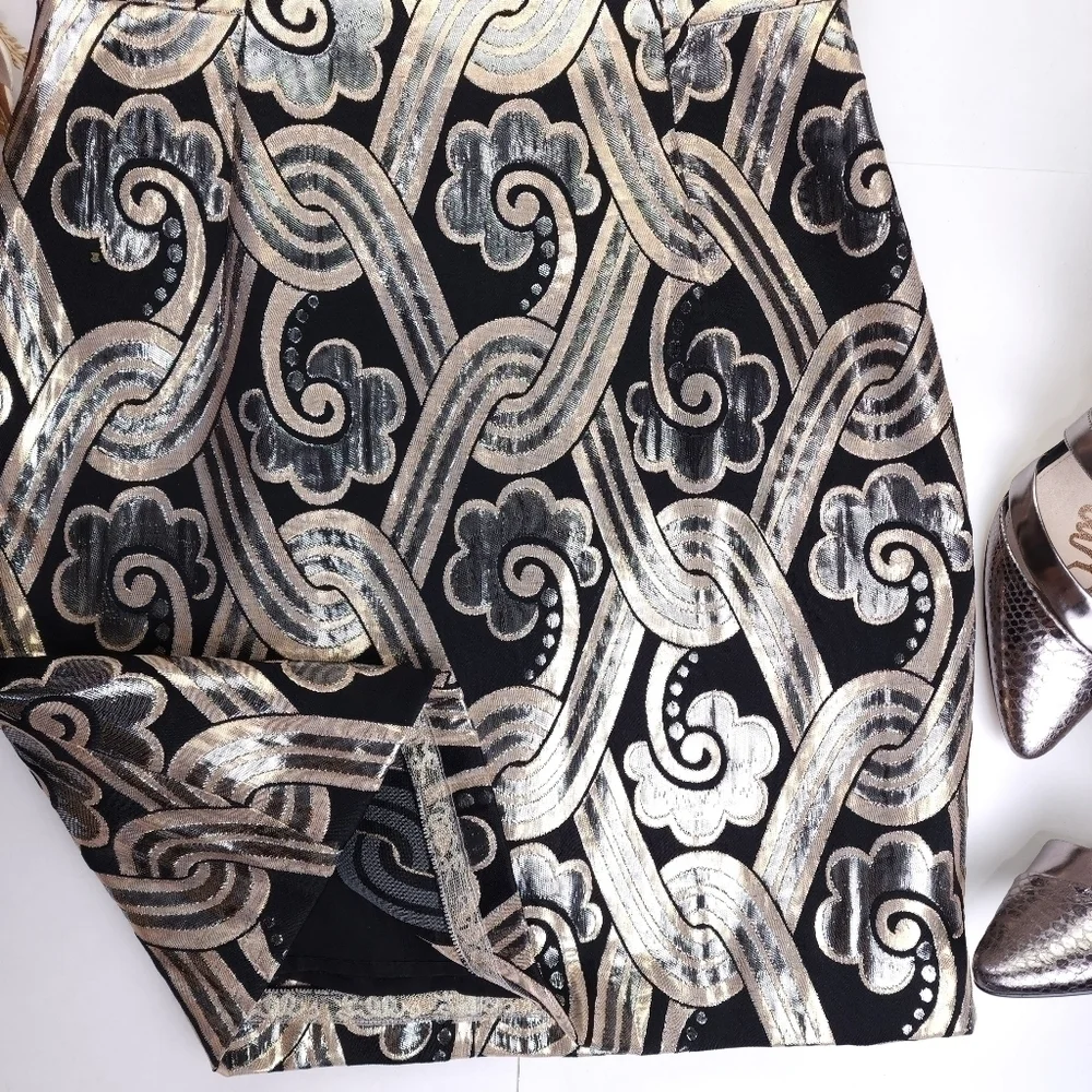 Lilly Pulitzer Black Gold Silver Beaded Halter Top Strappy Back Dress Sz… - Picture 6 of 14